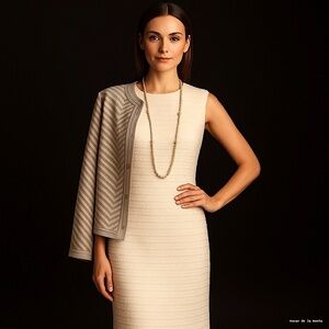 🆕🏷️Oscar de la Renta Pre-Fall 2016 “Vanilla Bouclé” Sleeveless Sheath Dress 12